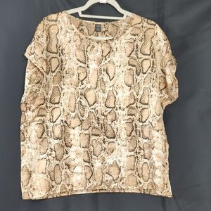 H&M Snake Print Short Sleeve Top - Brown and Tan